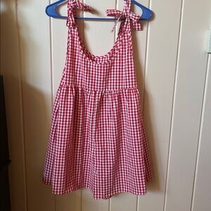 Red Gingham Sleeveless Romper